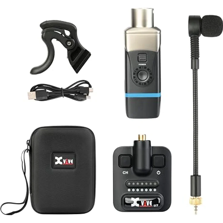 Xvive U7, Wireless System für Saxophone und Trompeten mit abnehmbarem Mikrofon, robustes ABS Gehäuse, inkl. Zubehör – Bild 5