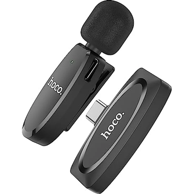 Hoco L15 - Crystal Lavalier Digitales Mikrofon, kabellos, mit Typ-C-Stecker, Nutzungszeit: bis zu 6 Stunden, kompatibel mit Huawei Xiaomi OnePlus Oppo - Schwarz – Bild 3