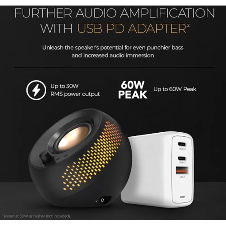 CREATIVE Pebble X Plus 2.1 USB-C-Computerlautsprecher mit Subwoofer, RGB-Beleuchtung, schwarz – Bild 4