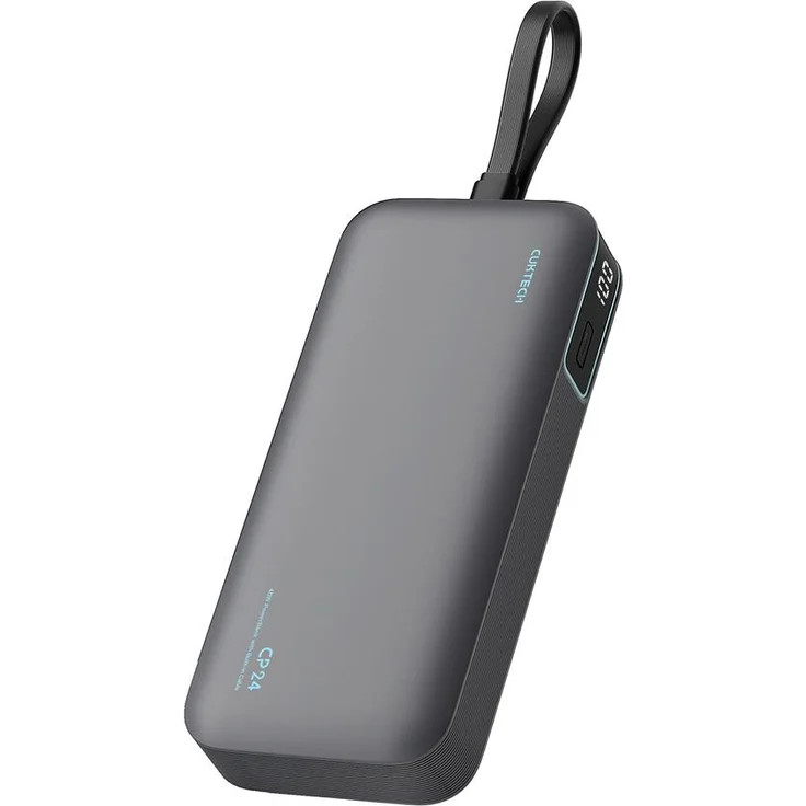 Cuktech LPB200N Powerbank, 20000mAh mit 40W Ladeleistung, integriertes USB-C-Kabel, Grau