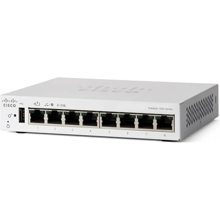 Cisco Catalyst 1200-8T-D-Smart-Switch, 8-Port-GE, EXT. PS, Desktop, eingeschränkter Lebenszeitschutz (C1200-8T-D)