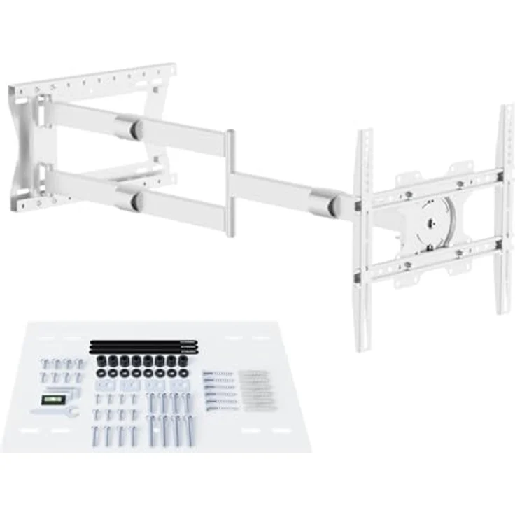 XTRARM TiTon 120 cm, TV Wandhalterung, drehen, rotieren, 40kg, VESA max.400x400mm weiß – Bild 1