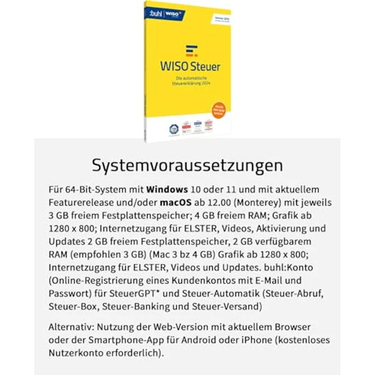 Buhl Data Service WISO Steuer 2025 (für Steuerjahr 2024) für Windows, Mac, Smartphones und Tablets | Digitaler Download, mit 64-Bit-System und Kostenloser Telefonsupport – Bild 2