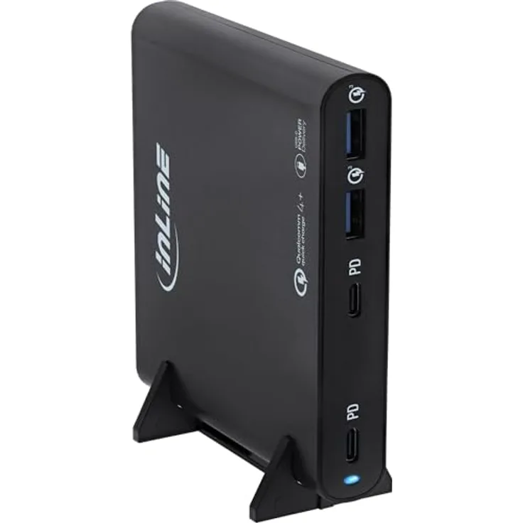 InLine 4-Port USB Netzteil, GaN Ladegerät mit 2x USB-C & 2x USB-A, 120W, Power Delivery & QuickCharge, kompakt, schwarz, 31515B