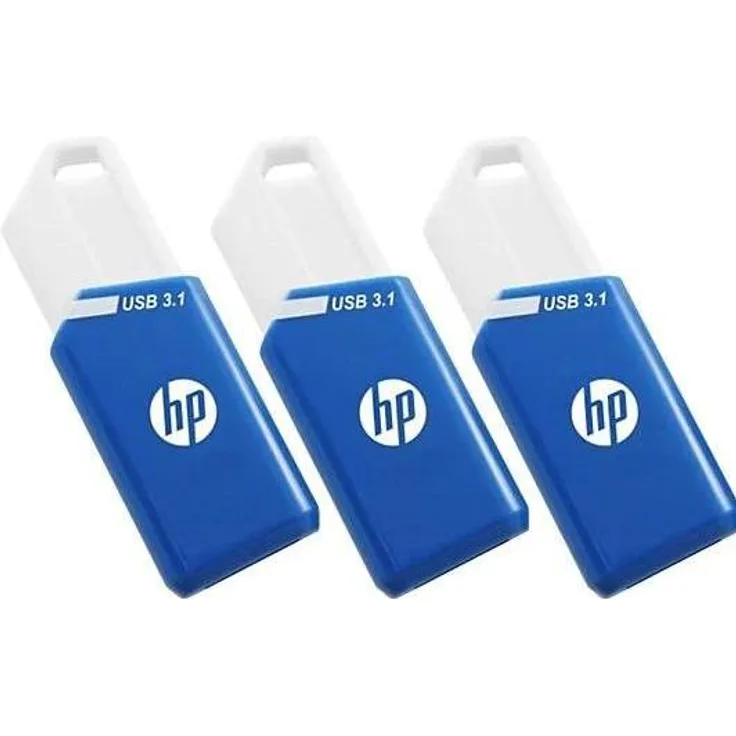 HP x755w Triple Pack, 3x128GB USB-A USB-Stick mit USB 3.1 Technologie, Blau