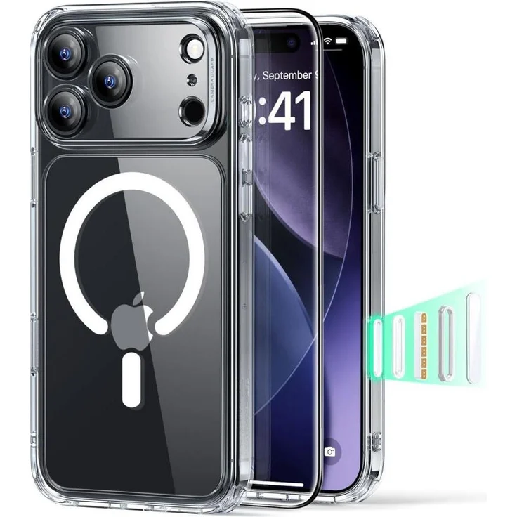ESR Classic Hybrid Magnetic Case (Camera Control) für iPhone 17 Pro Max, Transparent, militärischer Schutz, TPU-Verbundplatte mit Magneten