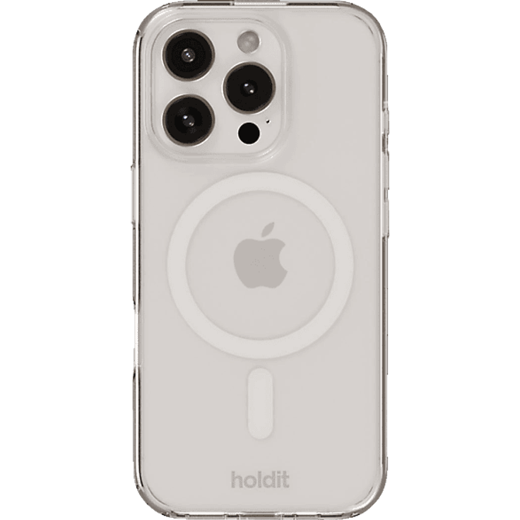 HOLDIT Magsafe Backcover für Apple iPhone 16 Pro, transparent/weiß, schlankes Design