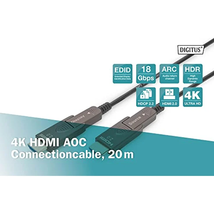 DIGITUS 4K HDMI AOC Verbindungskabel HDMI auf HDMI; 4K*2K@60HZ 20m abnehmbar – Bild 4