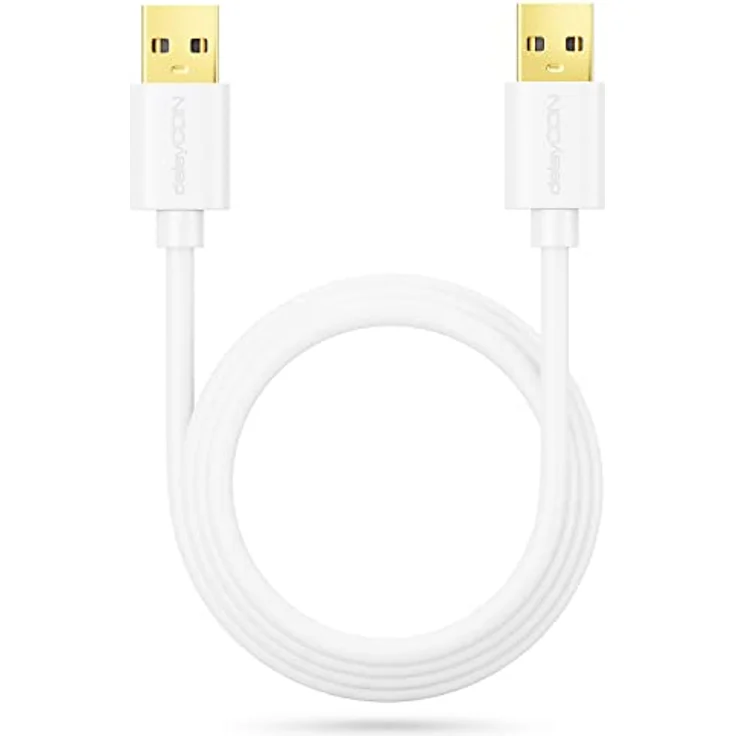 deleyCON 5m USB 2.0 A-Stecker auf A-Stecker Kabel, hochwertige Schirmung, bis zu 480 Mbps, Weiß – Bild 5