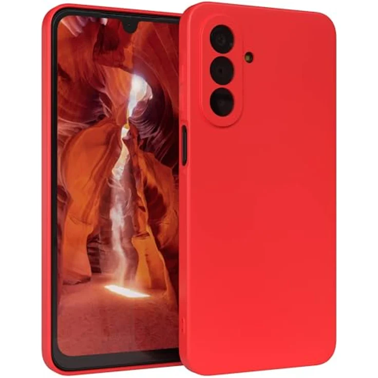 EAZY CASE Silikonhülle für Galaxy A17, stoßfestes TPU Case in Mattrot mit Kameraschutz und kabelloser Ladefähigkeit – Bild 1
