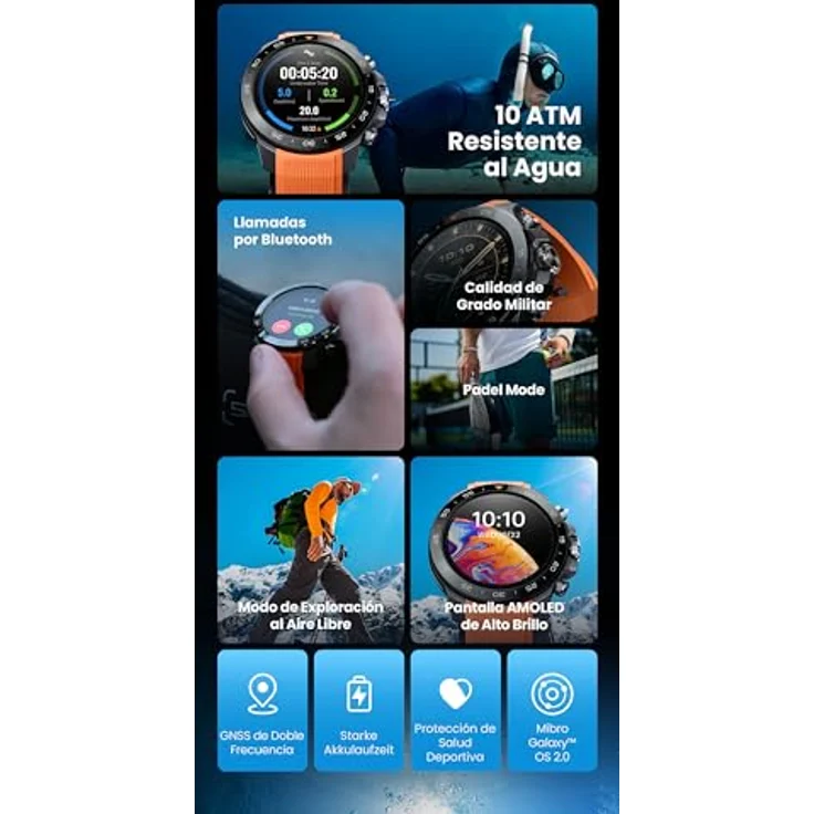 Mibro ORAW1022N, Smartwatch mit 3,35 cm AMOLED Touchscreen, GPS, Bluetooth, Dark Gray  – Bild 6
