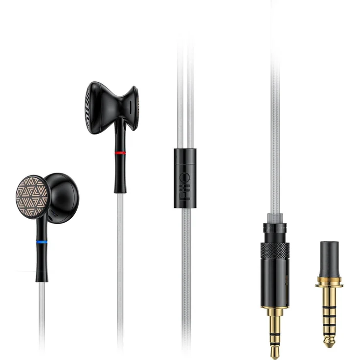 FiiO FF3, Kabelgebundene Earbuds Kopfhörer mit dynamischen 14,2 mm Treiber und austauschbarem 3,5mm/4,4mm Stecker, Schwarz