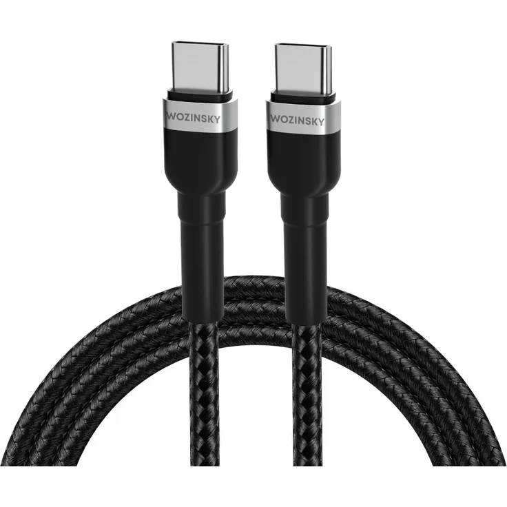 Wozinsky WNBCC2 Hochleistungs-USB-C-Kabel, 65W Power Delivery, 2m, Schwarz, Schnellladung und Datenübertragung bis 480 Mbit/s