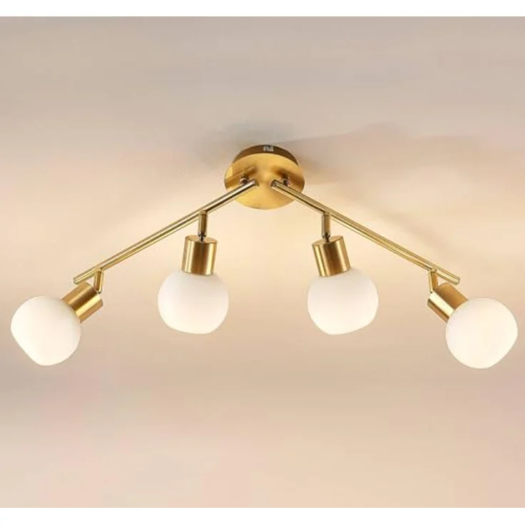 Lindby Deckenlampe 'Elaina' in Gold/Messing aus Metall für Wohnzimmer & Esszimmer (4 flammig, E14) - Hochwertige Deckenleuchte in warmem Ambiente – Bild 4