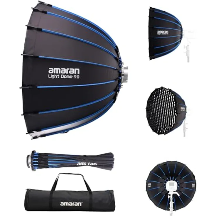 Amaran Light Dome 90, Softbox für weiches Licht mit Schnellspannmechanismus und Bowens Mount, Schwarz