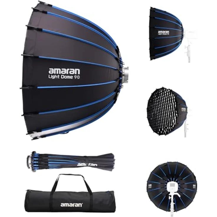 Amaran Light Dome 90, Softbox für weiches Licht mit Schnellspannmechanismus und Bowens Mount, Schwarz – Bild 1
