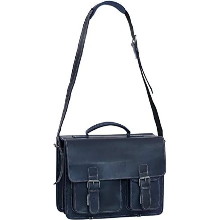Greenburry Aktentasche Leder Schultasche XL Lehrertasche Tasche New Buffalo blau Damen Herren Schule Uni Arbeit – Bild 4