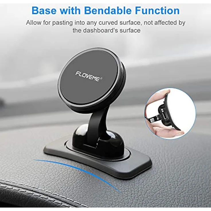 FLOVEME Handyhalterung Auto Magnet Armaturenbrett, Magnetische Handyhalter fürs Auto mit Klebrige Basis, Einstellbar KFZ Handy Halterung Kompatibel für iPhone 11 Pro XS XR X 8 7 Samsung Huawei usw – Bild 3