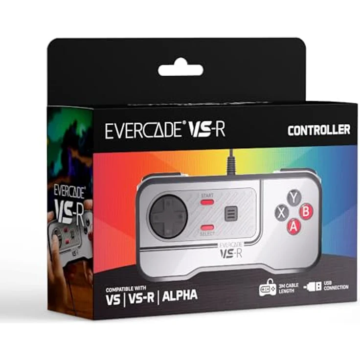 Blaze Evercade VS-R Solo, Gaming Controller mit ergonomischem Design und 3m Kabel, grau – Bild 1