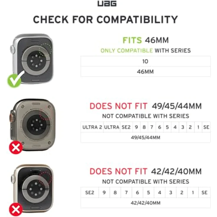 URBAN ARMOR GEAR Scout Case für Apple Watch Series 10 (46mm) - Sturz- und stoßsichere Hülle nach US-Militärstandard mit Displayschutz, schwarz – Bild 2