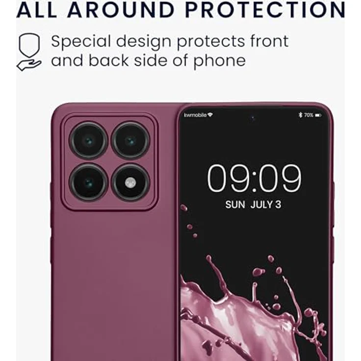 kwmobile Handyhülle kompatibel mit Xiaomi 14T, weiche Silikon Case in metallic schimmerndem Metallic Lavendel, rutschfest und reißfest – Bild 5