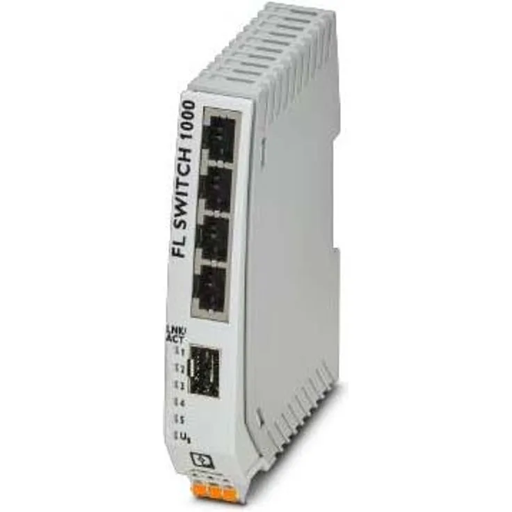 Phoenix FL SWITCH 1104N-SFP 1085173, Unmanaged Netzwerk-Switch mit 5 Ports, DIN-Rail-Montage, IP30 Schutzart, Betriebstemperatur -10 °C bis 60 °C