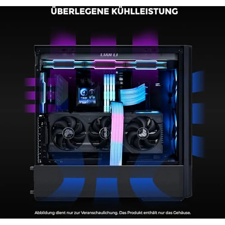 Lian Li LANCOOL 207 PC Gehäuse, Midi-Tower, ATX, Tempered Glass - schwarz, viel Platz für Hardware, hervorragender Airflow, integriertes Kabelmanagement – Bild 4
