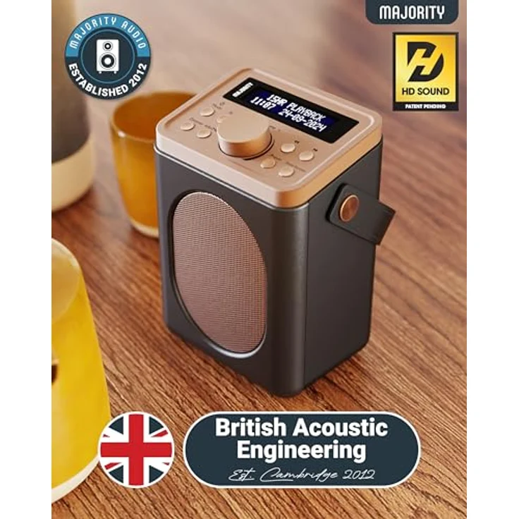 MAJORITY Little Shelford DAB Plus Radio, Küchenradio mit UKW und Bluetooth, batteriebetrieben oder Netzbetrieb, Doppelalarm, Schwarz – Bild 2