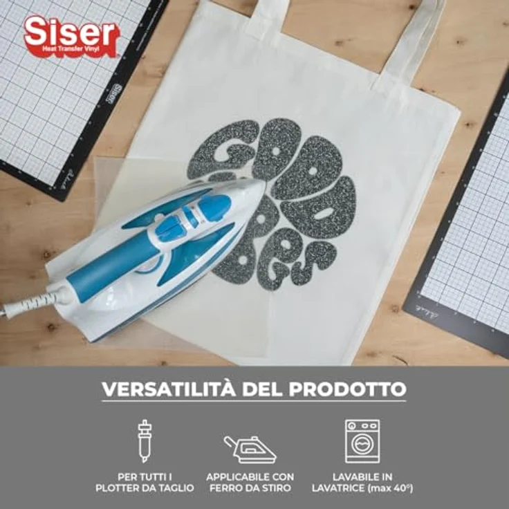 Siser Glitter Transferfolie für Cad-Cut ®, Heißtransfer-Folie in Silber-Schwarz, Schnittbreite 30 cm – Bild 5