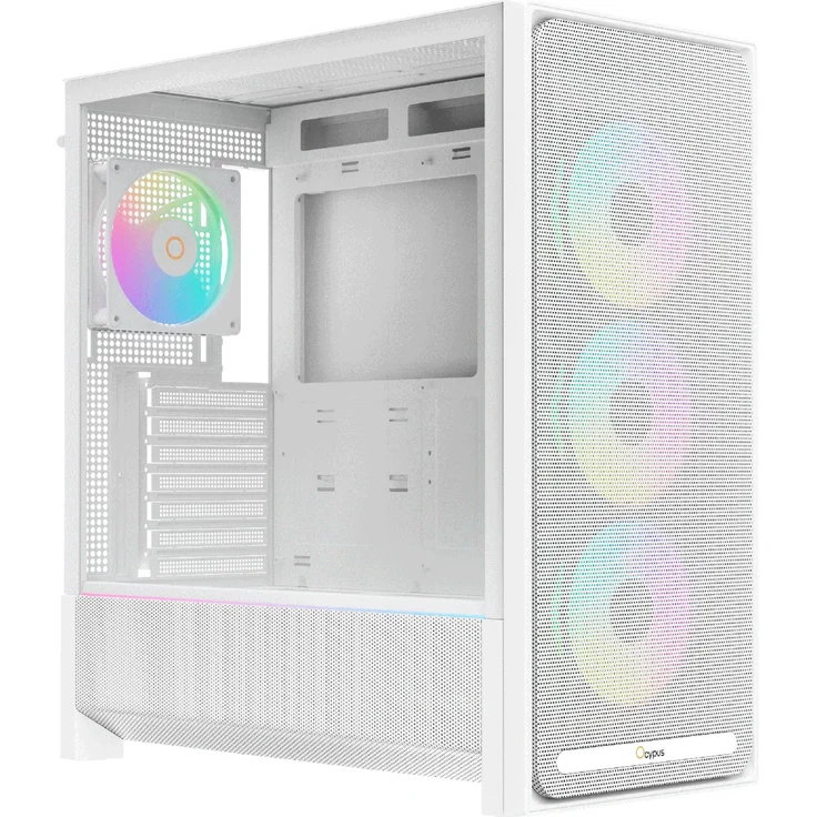 OCYPUS Ocypus Delta C70 ARGB, Midi Tower PC, Weiß, ATX/EATX/micro ATX/Mini-ITX, mit gehärtetem Glas und RGB-Beleuchtung