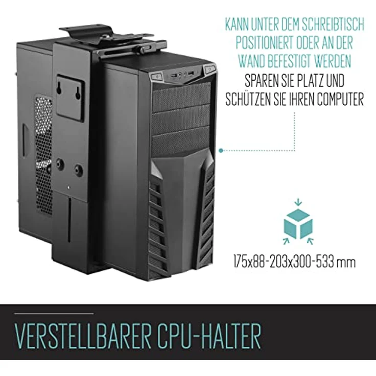 Ewent EW1293 - Rechner-Halterung für Schreibtisch Drehbar Schwenkbar bis 10Kg & 360-Grad Flexibel PC Computer Gehäuse-Halter Unter-Tischhalterung – Bild 2