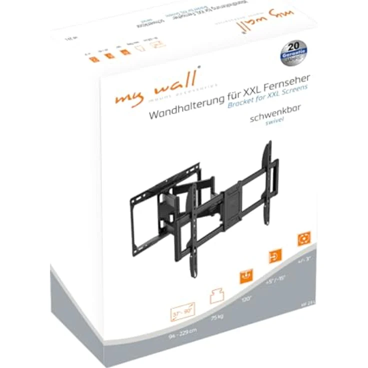 my wall TV-Wandhalterung HF23L, für XXL TV bis 90 Zoll, flexibel einstellbar, Tragkraft bis 75 kg – Bild 11