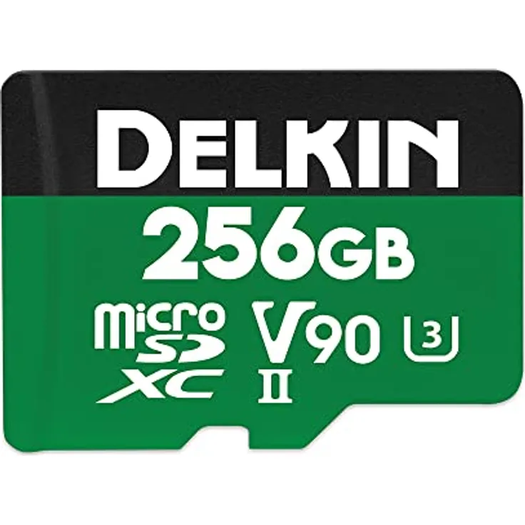 Delkin Devices 256 GB Power microSDXC UHS-II (V90) Speicherkarte, Unterbrechungsfreie 8K, 4K, 3D, HDR, 360-Grad- und High-Speed-Aufnahme