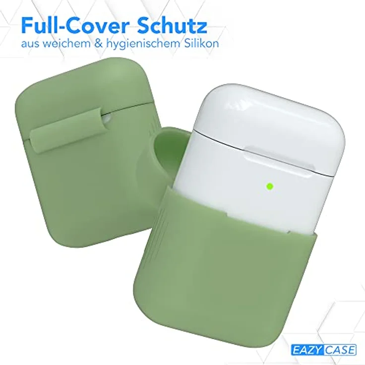 EAZY CASE - Schutzhülle für AirPods 1 & 2 Hülle Grün Silikon Case Stoßfest mit Deckel Schutz Antikratz Etui Cover rutschfeste Silikonhülle für Airpod Pro 1. / 2. Generation Silikoncase in Pastellgrün – Bild 3