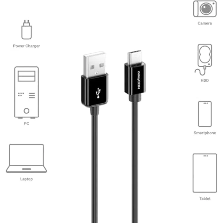 deleyCON 5m Micro USB Ladekabel, High-Speed Lade- und Datenkabel für Android Geräte, Schwarz – Bild 5
