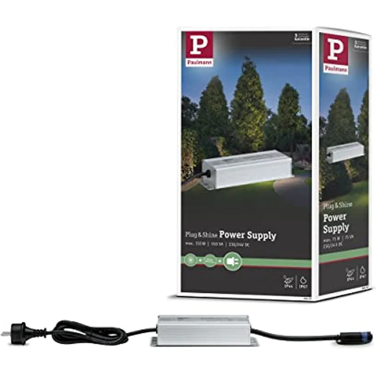 Paulmann 988.50 Outdoor Plug & Shine Power Supply IP44 230/24V DC 150W 98850 Trafo Transformator Aussenleuchten, 22.3 x 7 x 4 cm – Bild 1