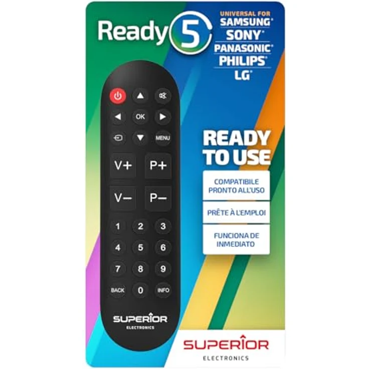 Superior Electronics Ready5 (Samsung, LG, Philips, Sony, Panasonic) Universal Ersatzfernbedienung einsatzbereit – Bild 2