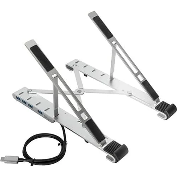 Targus Tragbarer Laptopständer + integrierter USB-A-Hub, 5 verstellbare Höhen, schwarz