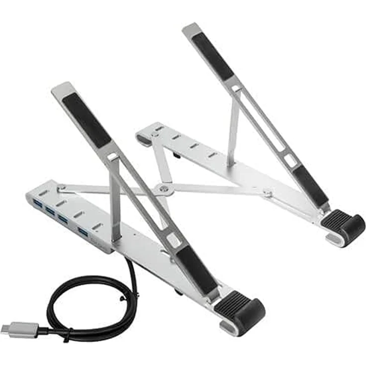 Targus Tragbarer Laptopständer + integrierter USB-A-Hub, 5 verstellbare Höhen, schwarz