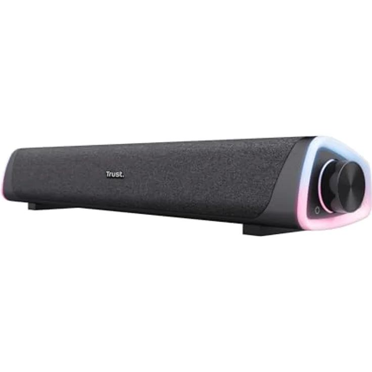Trust Liro Illuminated Soundbar, 12W Stereo PC Lautsprecher mit RGB LED Beleuchtung, Klinke 3,5 mm AUX, USB Betrieb, Schwarz – Bild 2