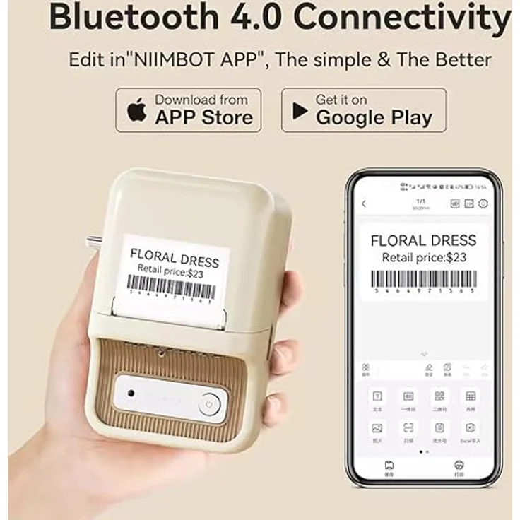 Niimbot B21 Pro Portable Label Printer, Etikettendrucker mit Bluetooth, 48 mm Druckbreite, Cream Weiß – Bild 7