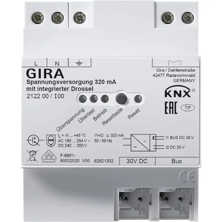 Gira KNX-Spannungsversorgung 212200, designneutrale Stromversorgung für KNX-Systeme