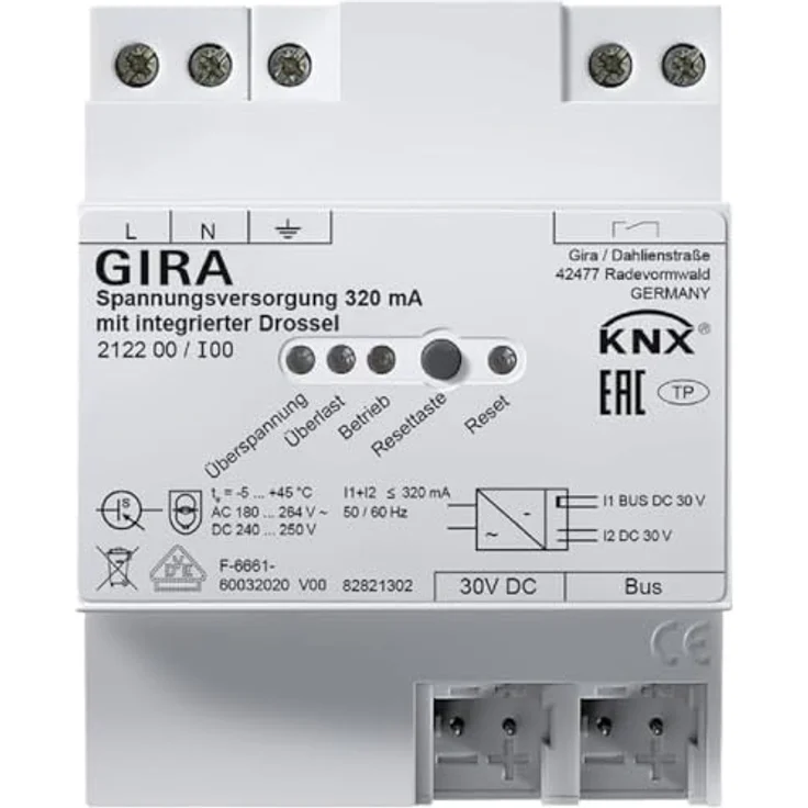 Gira KNX-Spannungsversorgung 212200, designneutrale Stromversorgung für KNX-Systeme