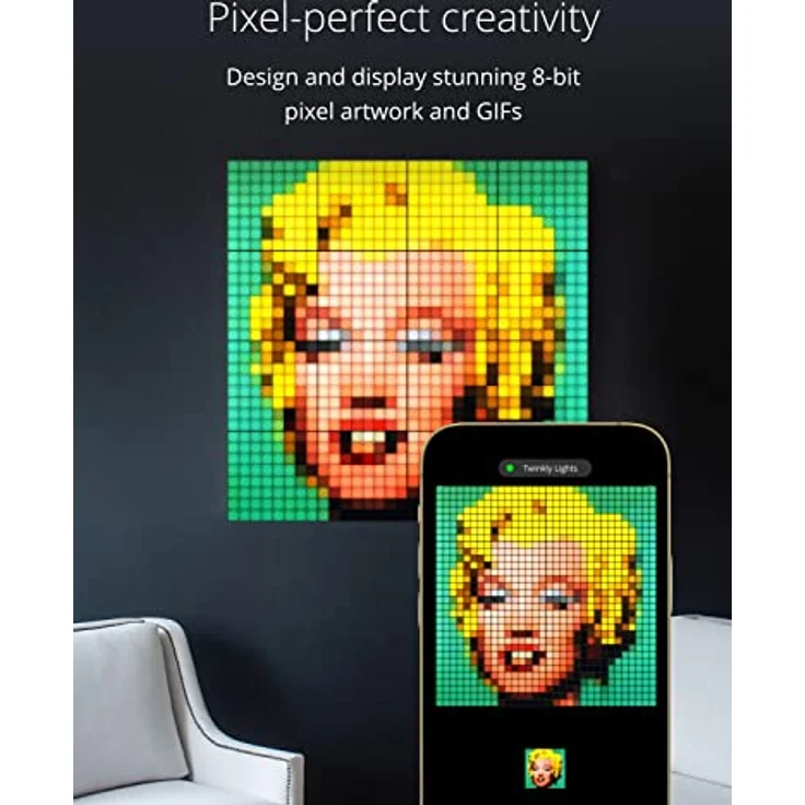 Twinkly Squares Starter Kit - LED-Lichtpaneele, App-gesteuert - 1 Master-Kachel + 5 Erweiterungs-Kacheln - Smart Home Lichtdekoration, Schwarz – Bild 2