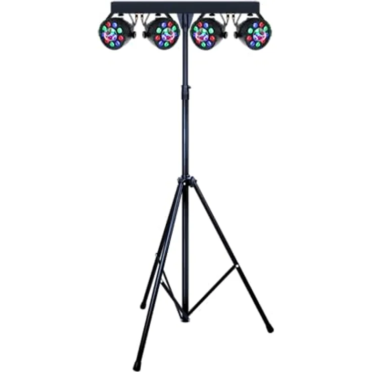 N-Gear Partybar FIVE, LED Partylicht mit 4 RGB Parspots und UV Strobelight, DMX steuerbar, inkl. Fernbedienung – Bild 4