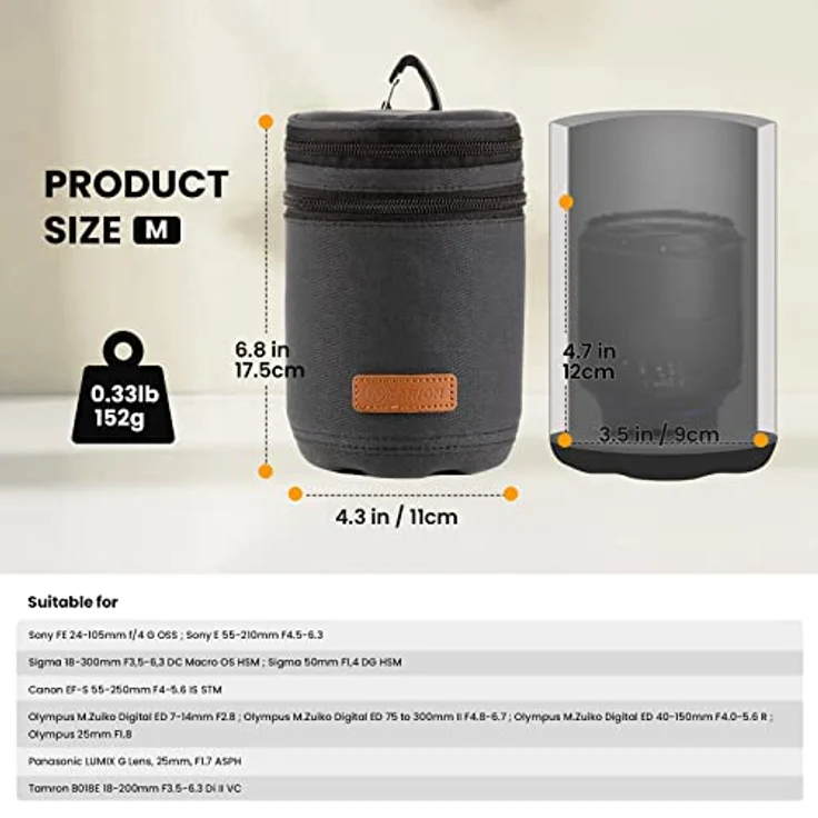 TARION Objektivtasche HLB Größe M, Wasserdichte und Stoßfeste Schutztasche mit Hartschalenboden für Canon, Nikon, Sony, Olympus - Dunkelblau – Bild 4