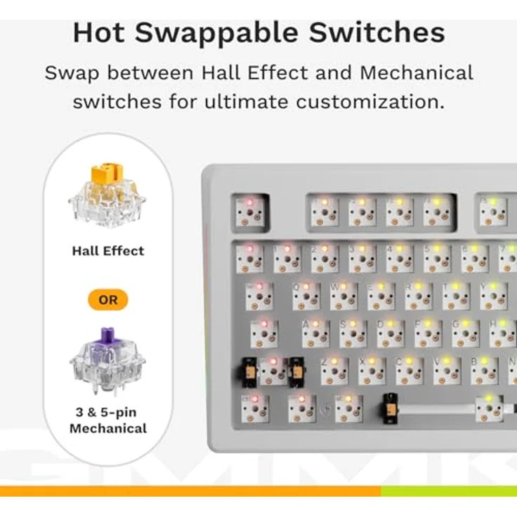 GLORIOUS GMMK 3 HE, Hot-Swap 100% Gaming-Tastatur mit Rapid Trigger, 8k-Abrufrate, MX-/HE-Schaltern, modarem Dichtungssystem und Doubleshot-PBT-Tastenkappen, Amerikanische QWERTY - Weiß – Bild 5