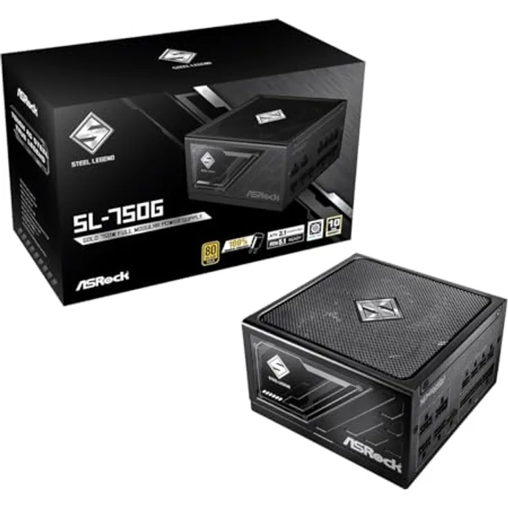 ASRock CL-750G, 750W Netzteil, 80 Plus Gold, kompaktes Design, flache Kabel, 5-jährige Garantie