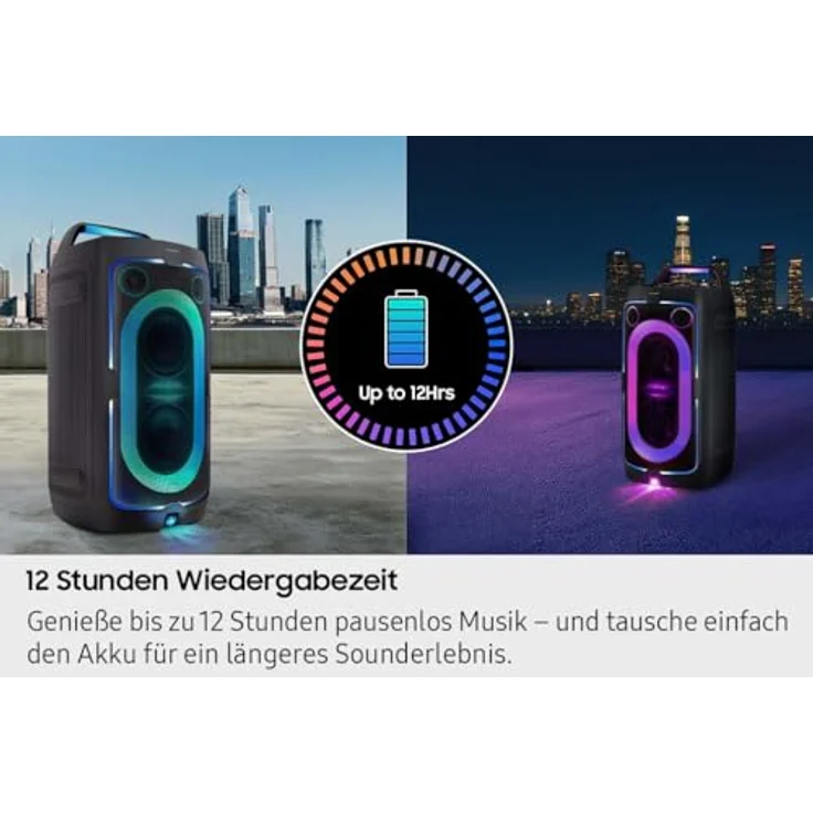 Samsung Sound Tower MX-ST40F (2025) Partylautsprecher mit 160 W, Dual-Subwoofern, spritzwassergeschützt (IPX4), Partybeleuchtung und 12 Stunden Akkulaufzeit – Bild 10