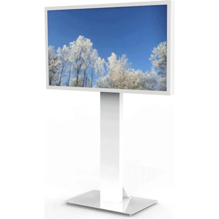 HI-ND Floorstand Glass Universal, TV-Ständer für 49-65 Zoll Geräte, weiss, max. Nutzlast 25 kg, VESA 400x400 mm